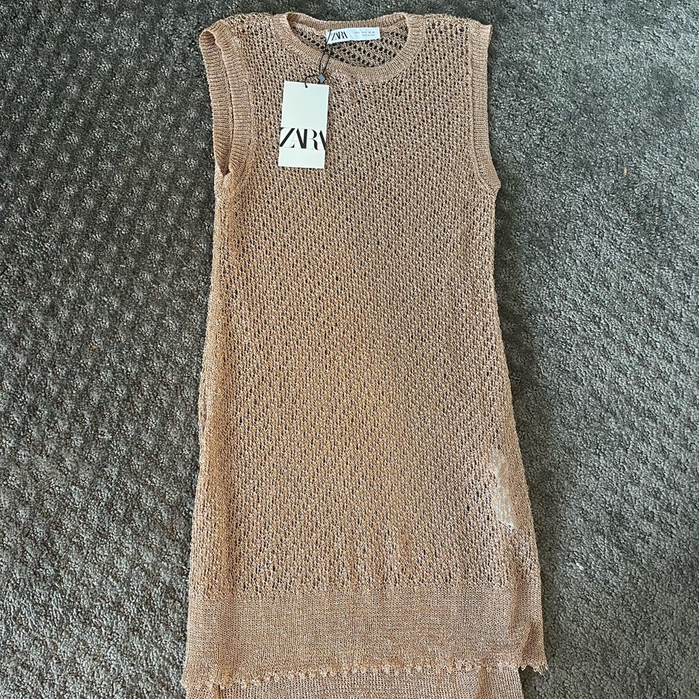 Zara metallic knit dress